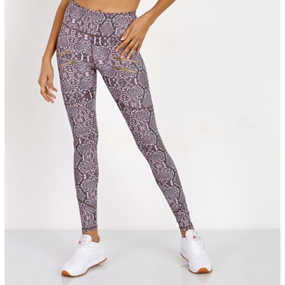 Varley Performance First Full Length Palm Springs Leggings in Taupe/Snake
